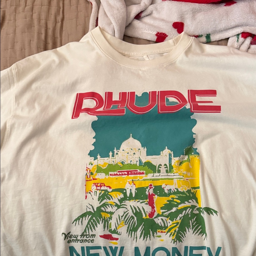 Rhude Cream T-Shirt with Graphic Print